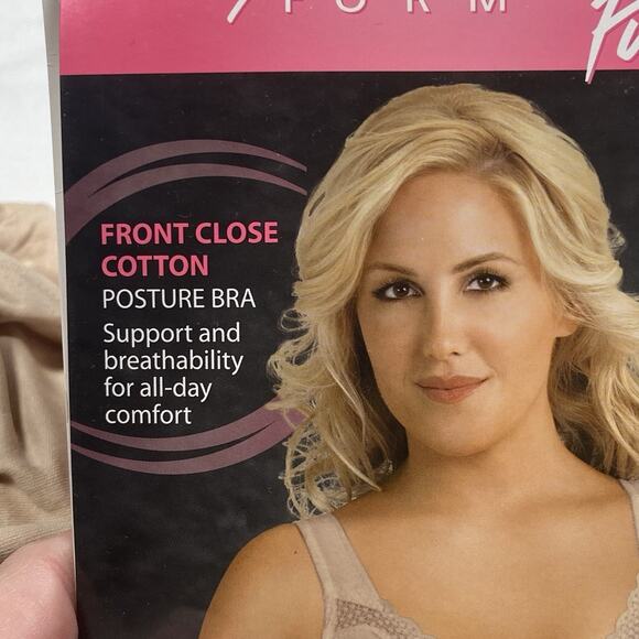 Exquisite Form 40DD Fully FRONT CLOSURE Cotton Posture Bra Nude Lace - Picture 2 of 7